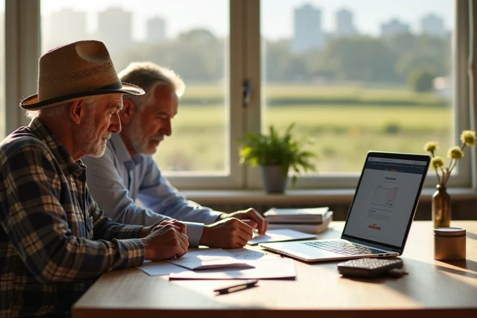 Trabalhador rural e urbana analisando documentos de aposentadoria em 2026