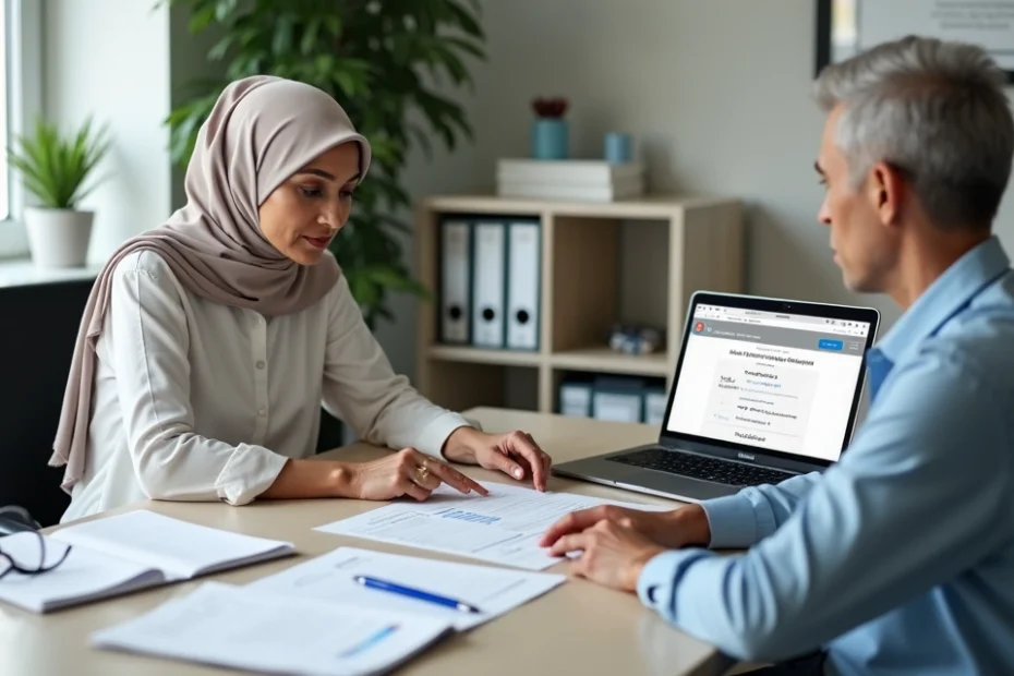 Paciente com câncer recebendo orientação de benefício do INSS em consultório