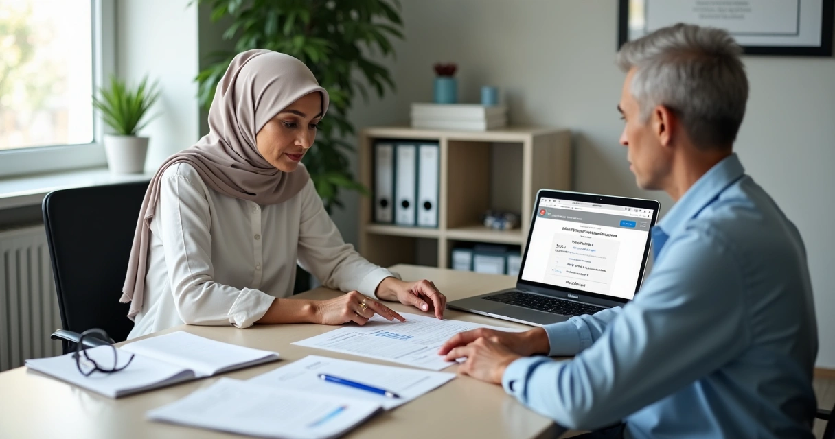 Paciente com câncer recebendo orientação de benefício do INSS em consultório