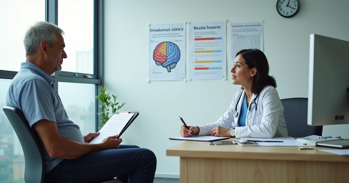 Segurado em consulta com perito do INSS sobre transtorno bipolar