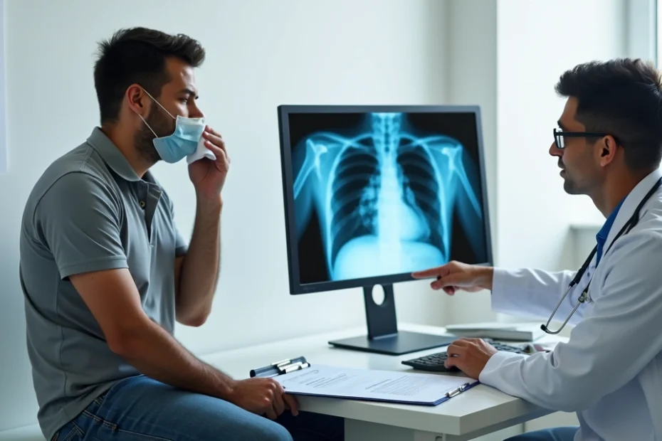 Trabalhador em consulta médica sobre tuberculose ativa e incapacidade para o trabalho