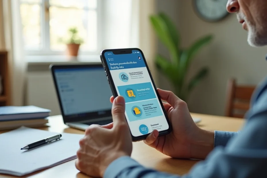 Segurado usando celular para acessar o Meu INSS em casa